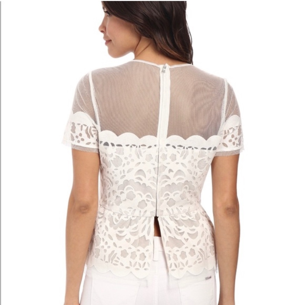 BCBGMaxAzria White Lace Blouse